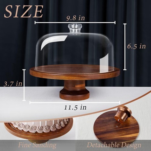Cake Stand with Dome and Acrylic Lid, Cake Plate and Plastic Cake Cover with ... - Picture 2 of 6