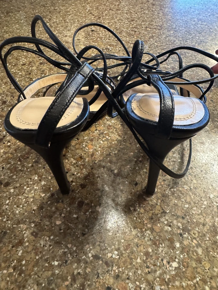 Zapatos IRO Paris Mujer EU 36 US 6 Negro Plata Con Cordones 4" Tacón Estampado Animal Foto 4 de 4