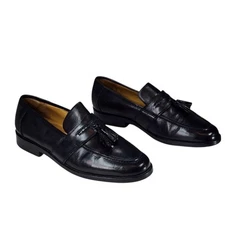 Johnston & Murphy Loafer sz 9E Men Pinch Tassel Black Leather Slip On Timeless