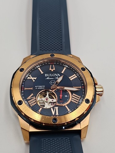 Reloj para hombre Bulova Marine Star automático esfera azul 98A227 **Leer - Imagen 13 de 20