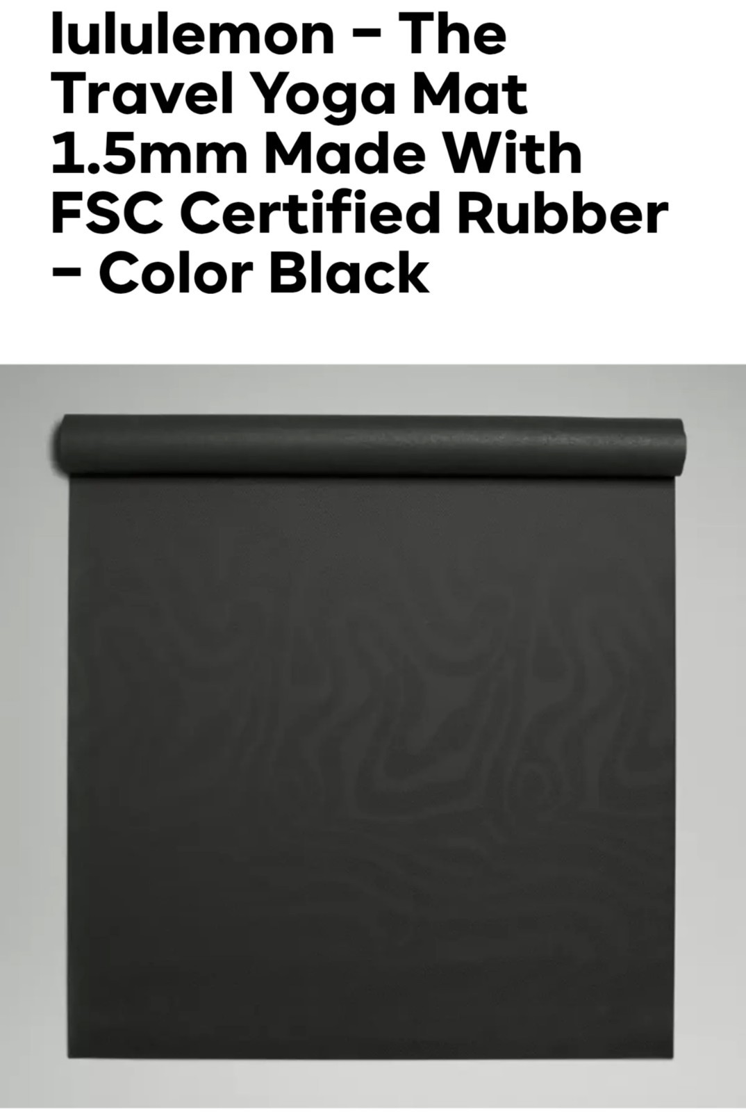 Lululemon, The Travel Mat, Black, 1.5mm, Brand New, 66cm X 180cm, RRP £68