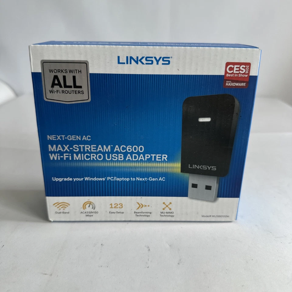 Linksys AC600 MU-MIMO Next-Gen AC Max-Stream Wifi Micro USB Adapter WUSB6100M - Image 2 of 4