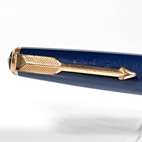 Vintage 1950's PARKER DUOFOLD Junior Blue Resin England 14K Gold Fine Nib Rare! - Picture 3 of 11