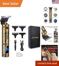 All-Metal Professional Hair Clippers - Lightweight Gold Beard Trimmer for Men