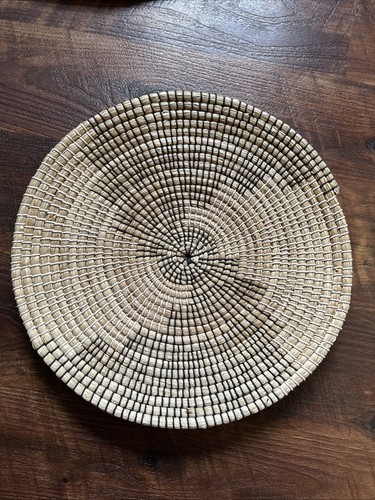 3 geflochtene Wanddeko Korb Rattan, hellbraun schwarz Seegras Boho Wandbehang mit Haken - Bild 4 von 10