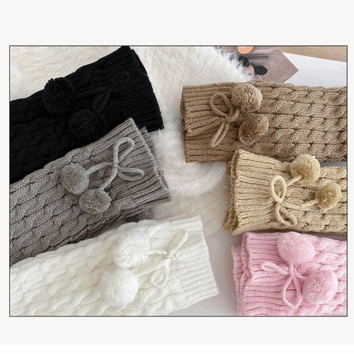 Plush Balls Leg Warmer Women Lace Up Lolita Bowknot Leg Warmer Girls Lady - Picture 12 of 18