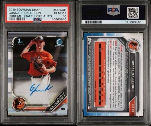 2019 Bowman Draft Gunnar Henderson Chrome Auto 1st #CDA-GH Orioles PSA 10