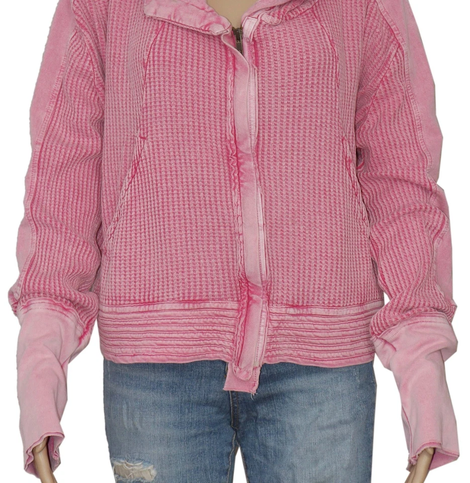 Free People FP One Mason Sudadera con Capucha Cárdigan Botón Bolsillo Manga Larga Chaqueta Nuevo L Foto 2 de 4