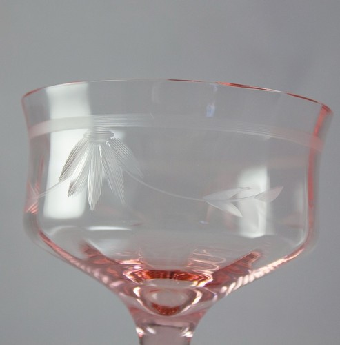 Tiffin-Franziskaner 14188-2 rosa geätzte Sekt/Sherbet Gläser 70er Jahre - Bild 3 von 9
