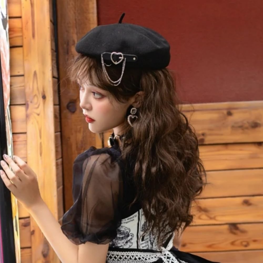 9427 Sweet Lolita Beret Cap For Women Gothic Summer Breathable Cool Jk Beanie Froiny Lolita Beret Gothic Punk Jk Beanie Hat Black  main image 2