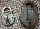 x2 Vintage Antique Padlocks Union Six 6 Lever 30 25 & Larger Iron Padlock + Keys