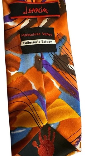 NUEVO CON ETIQUETAS J. Garcia Corbata Valle Malaquita Edición Coleccionista Naranja Abstracto - Imagen 4 de 4