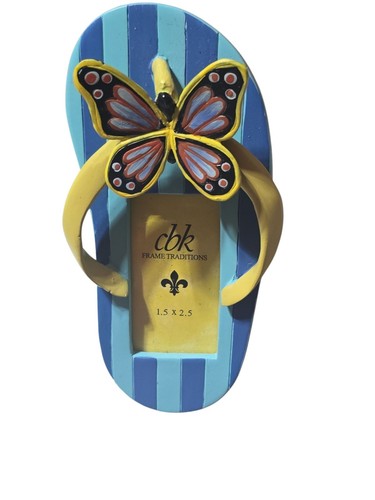 BUTTERFLY PICTURE FRAME ~ MINI FLIP FLOP STAND UP PHOTO FRAME 1.5 X 2.5 - NEW