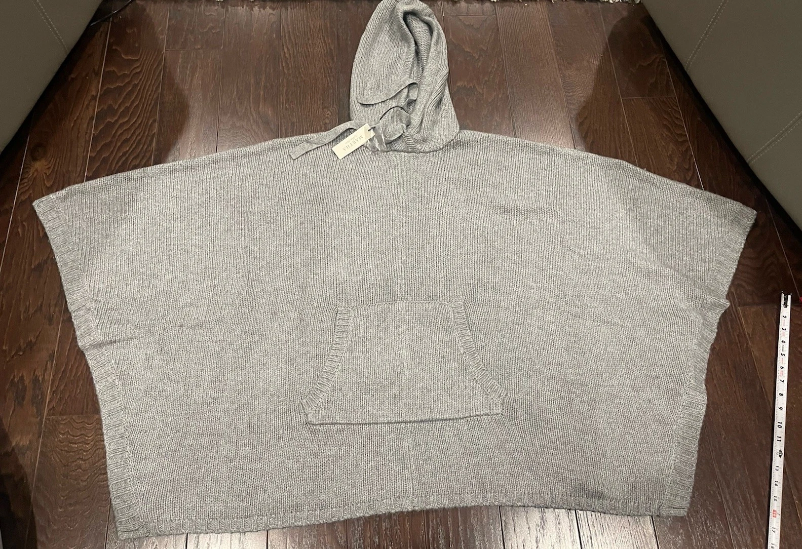 Martha Stewart Poncho Sweater Pullover Women Size L/XL Gray Cashmere blend NEW