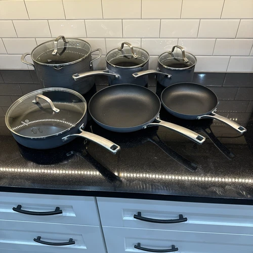 Calphalon 10pc Hard Anodized Nonstick Cookware Set 1.5 2.5 3 6 Qt 8” 10” 4 Lids