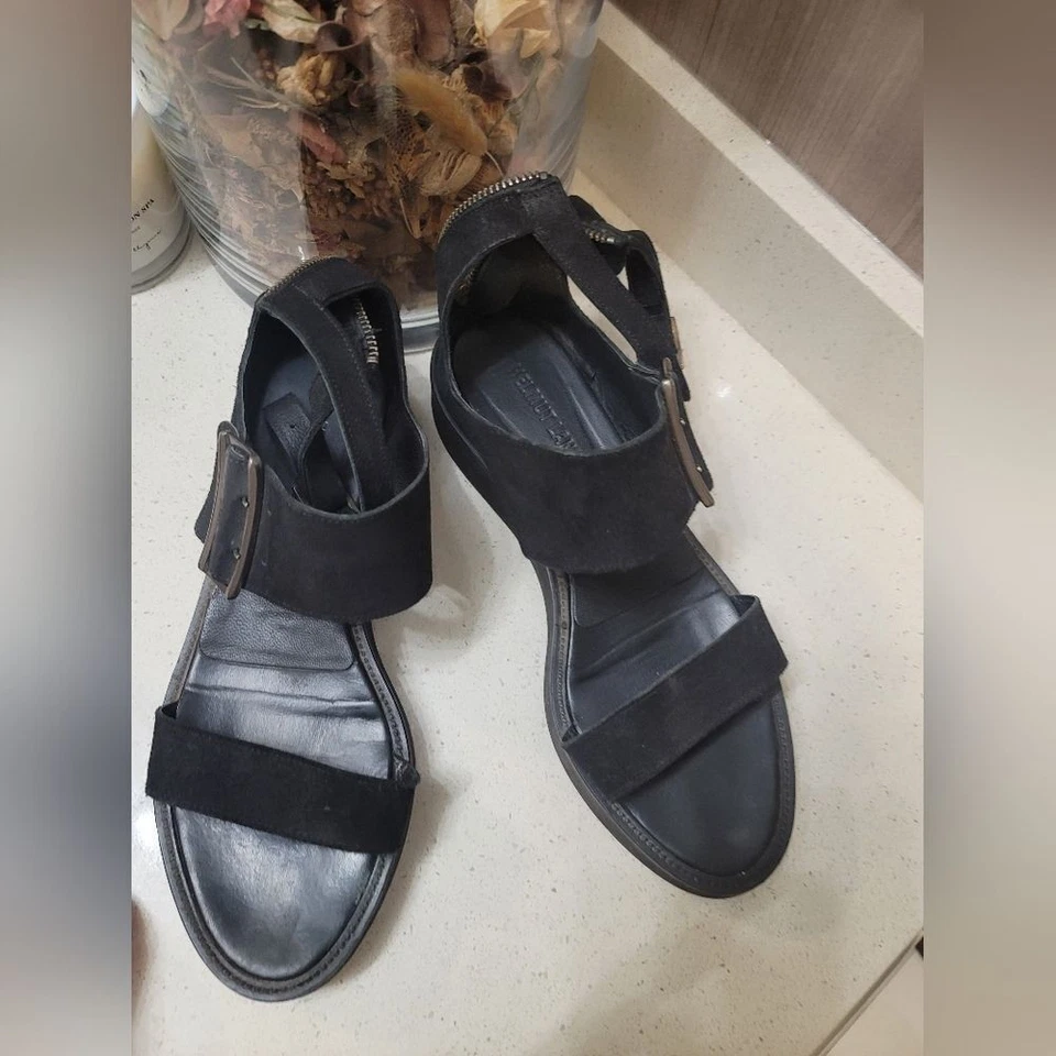 Sandalia plataforma cuero Helmut Lang 3 correas negra para mujer talla EU 40 Foto 2 de 4