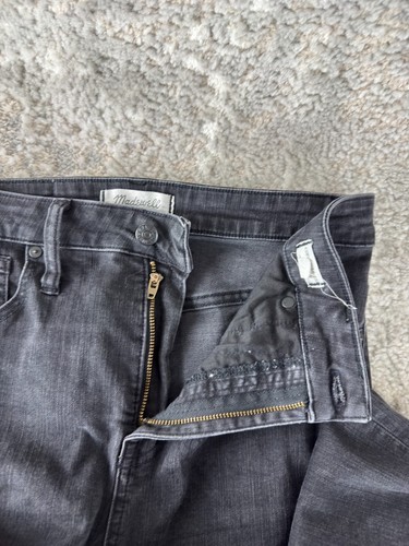 Madewell Size 28TL Curvy High Rise Skinny Jeans Black Distressed Pants Button - Picture 10 of 14
