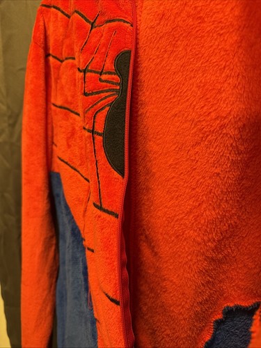 Spiderman Adult Size:Large Fleece Hooded Pajamas Jumpsuit Zipper Sleep/costume - Picture 9 of 15
