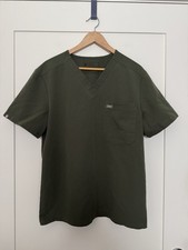 Figs Leon Three-Pocket Scrub Top Mens Sz M Green Moss  Medical Doctor PO3614