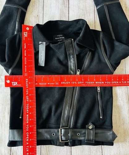 Haute Monde Women’s Back Faux Suede Full Zip Belted Motorcycle Jacket S NWT - Picture 13 of 13
