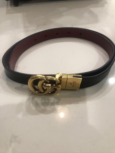 Gucci GG Logo Marmont Reversible Thin Belt Red/Black Size 80/32 Waist 659418 - Picture 7 of 7