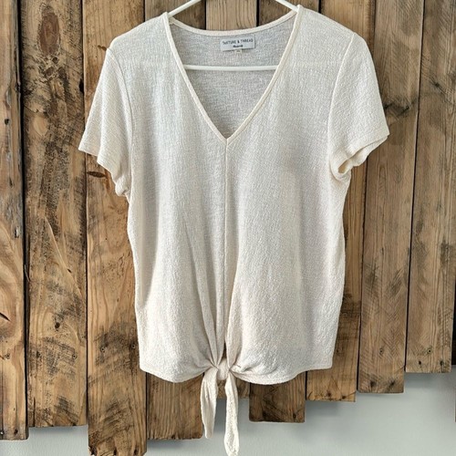 Madewell Texture & Thread Cream cravatta moderna davanti taglia media - Foto 2 di 12