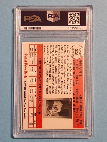 1990 SCD Baseball Pocket Price Kirby Puckett Twins #23 PSA 8 NM-MT ⚾ - Picture 2 of 2