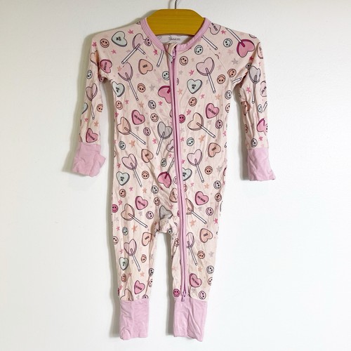 In My Jammers One Piece Bamboo Pajama Sleeper Pink Heart Candy 9-12Months - 第 2/2 張圖片