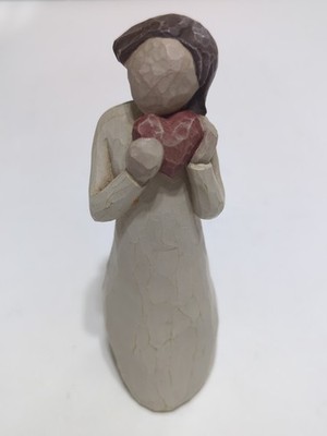 Demdaco Willow Tree ''Angel of the Heart'' Figurine No Wire Wings Red Heart (2000)
