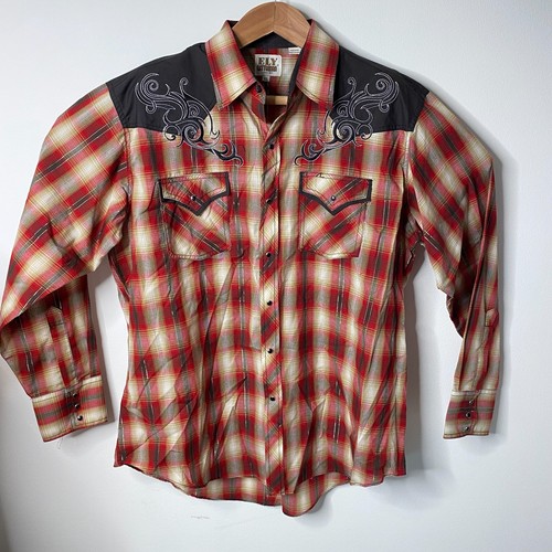 Ely Cattleman Shirt Mens XL Extra Large Western Pearl-Snap Rodeo Cowboy - Picture 2 of 13