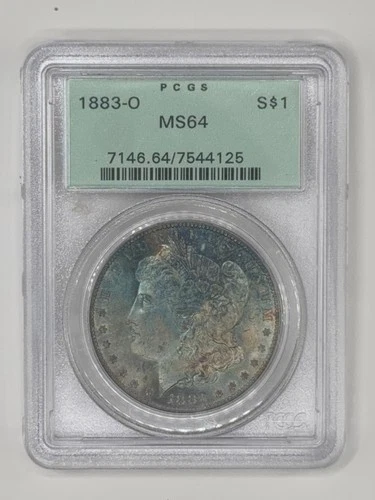 1883 O Morgan dollar PCGS MS64 light blue green toning