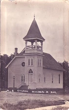 METHODIST CHURCH milnor nd. real photo postcard rppc north dakota sargent county