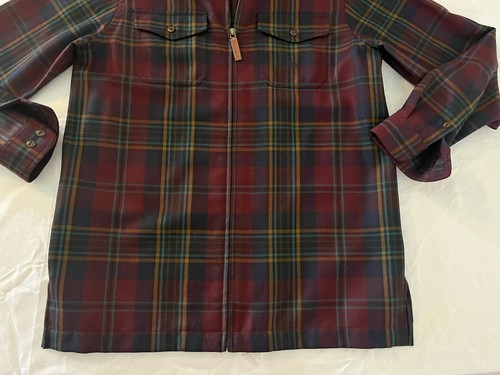 LAUREN, Ralph Lauren Petite Small Wool Jacket Overshirt Zipper Coat Maroon Plaid - Picture 5 of 11
