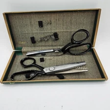 Vintage Clauss Pinking Shears With Original Case, + MEGO Japan Shears