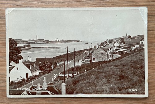 Vintage Postcard Ferryden Village, Angus, Montrose, Scotland 1956 Postmark