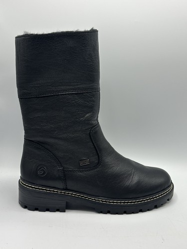 Remonte Black Leather Boots Shearling 37 US 6 - Picture 6 of 20