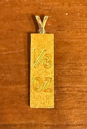 24k 1/8oz Gold Bar Pendant Diamond Accent Yellow Gold Small Drop Rare Authentic - Picture 3 of 6