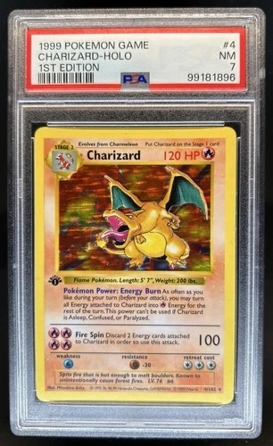 1999 Pokemon 1st Edition Charizard Shadowless Holo #4/102 PSA 7