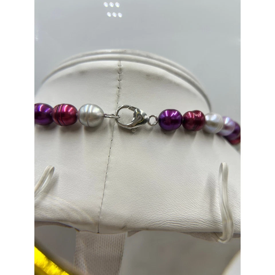 Collar HONORA 925 Plata de Ley Púrpura Gris Vino Cultivado Perlas de Agua Dulce Foto 4 de 4