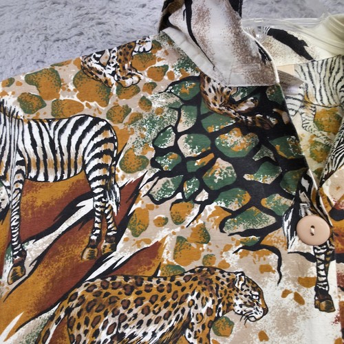 Camisa Denim Republic Safari Para Mujer M Crema Tigre Jungla Y2K Declaración de la Selva - Imagen 10 de 19