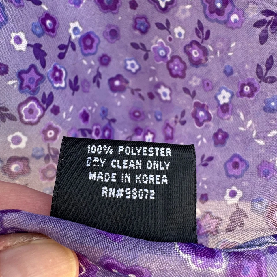 Acessórios Cejon Vintage Feminino Roxo Floral Semitransparente Cottage Lenço Envoltório - Imagem 3 de 4