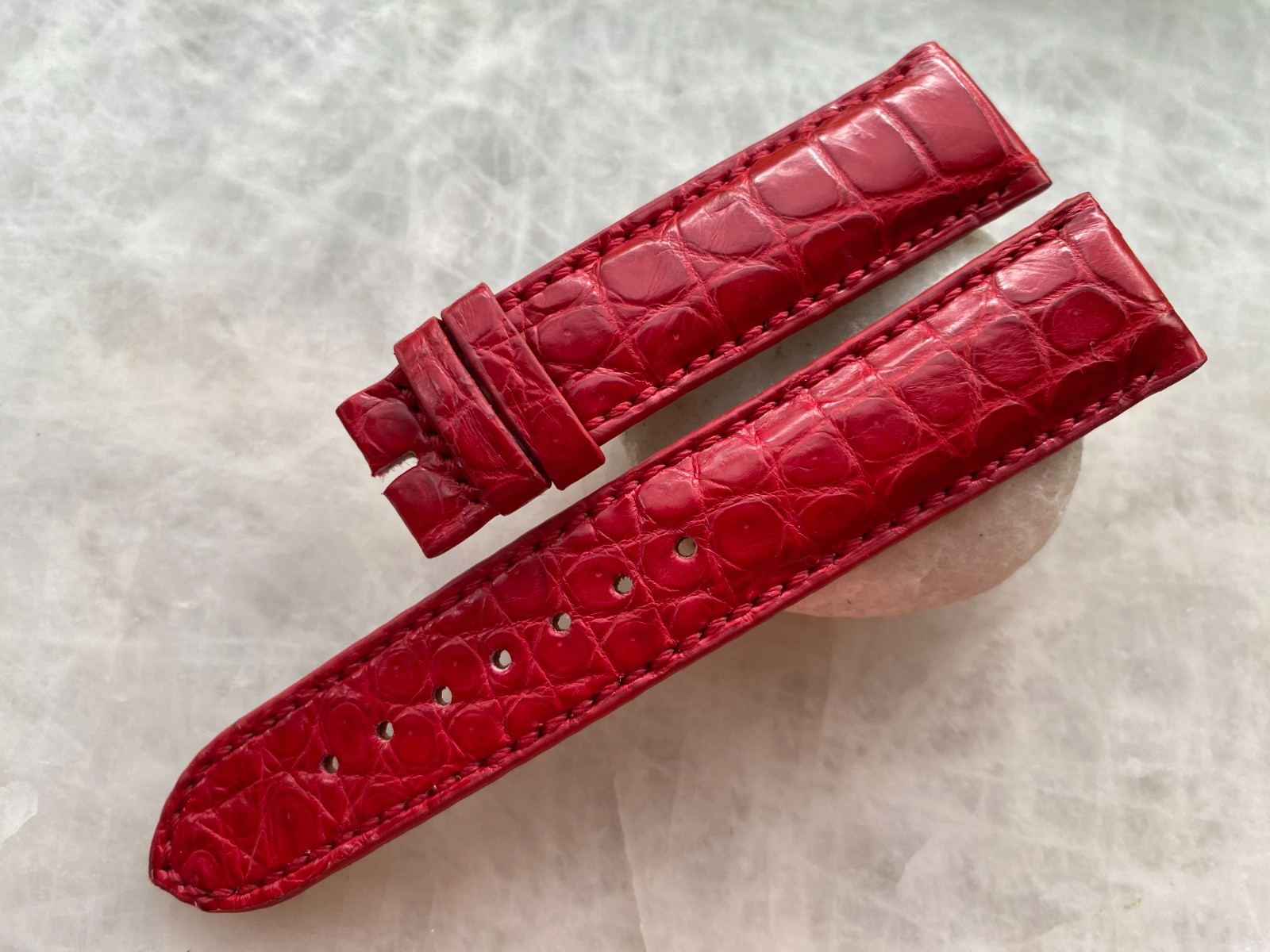 Red Alligator Print Leather Watch Strap 18mm 20mm