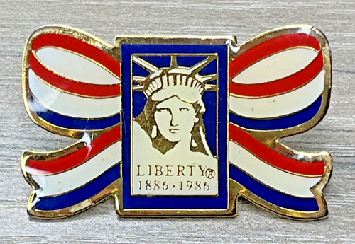 Vintage 1982 Patriotic Bow USA Freiheitsstatue Centennial New York Anstecknadel - Bild 5 von 6
