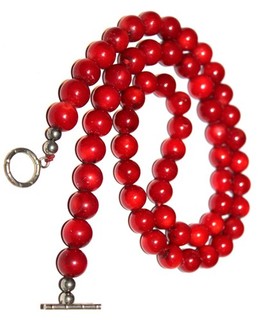 Lot#226 Beautiful chunky natural red coral sterling silver clasp Necklace