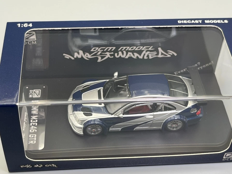 BMW E46 M3 GTR Need for Speed Most Wanted DCM Model 1/64 scale with display case - Image 4 of 4