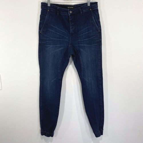 ZANEROBE Slingshot Denim Jogginghose Dark Wash Bündchen Knöchel Herren Größe 32