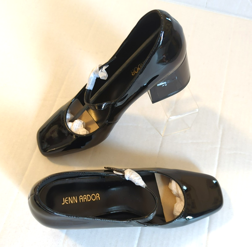 New Mary Jane Black Pumps Women 9M Square Toe Block Heels Timeless Career Trendy - Picture 5 of 6