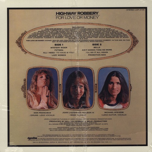 Highway Robbery - For Love Or Money (Vinyl LP - 1972 - US - Reissue) - Picture 2 of 2