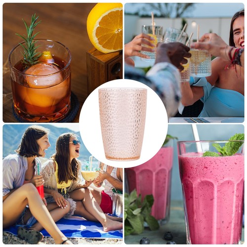 Vasos reutilizables de plástico transparente, taza de agua Hobnail de 12,8 oz (rosa, 2 piezas) - Imagen 7 de 7