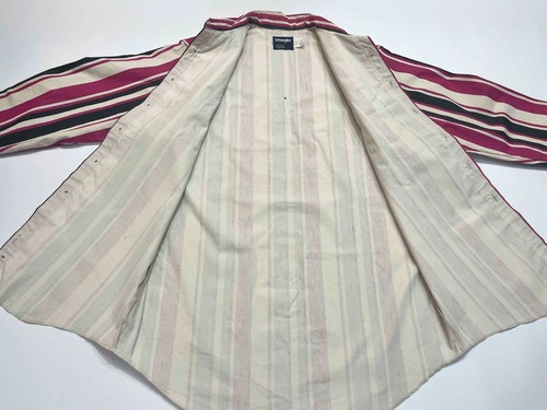 Vintage Wrangler Brushpopper Western Cowboy Striped Shirt Mens Sz L USA Thick - Picture 7 of 14